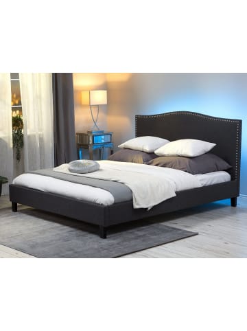 Beliani Doppelbett mit LED MONTPELLIER in Grau/Braun - (W) 191 x (H) 122 x (L) 214 cm