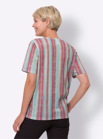 Sieh an! Kurzarmshirt in flamingo-blaugrün-bedruckt