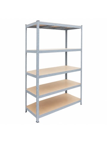 relaxdays Schwerlastregal in Grau/ Braun - (B)120 x (H)200 x (T)50 cm