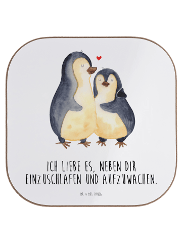 Mr. & Mrs. Panda Untersetzer Pinguine Einschlafen mit Spruch in Weiß