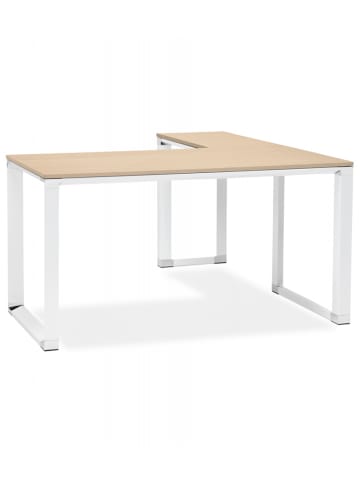 KADIMA DESIGN Eckschreibtisch aus Holz und Metall | Minimalistischer Stil in Beige-Weiß