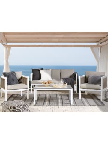 Beliani 4-tlg Sitzgruppe BORELLO in Weiß/Braun/Beige