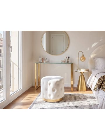 Pouf CARROLLTON in Weiß/Gold - (W) 40 x (H) 41 x (L) 40 cm