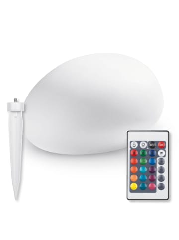 EASYmaxx Solar-Leuchte Stein flach 3,7V weiß Farbwechsel mit Fernb.  Weiß