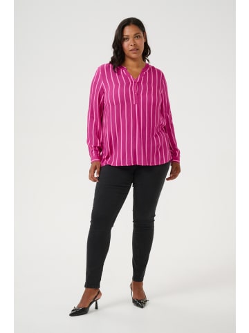 KAFFE curve Langarm-Bluse KCsida in Fuchsia / Pink Stripe