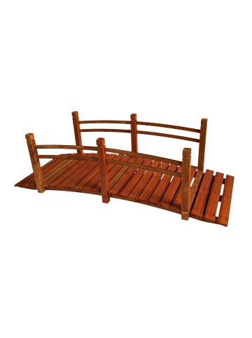relaxdays Gartenbrücke in Orange - (B)185 x (H)58 x (T)72 cm