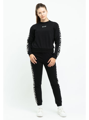 Tom Barron Freizeitanzug Tom Barron Women Regular Fit Zebra Pattern Sweatshirt And Pant Set in black