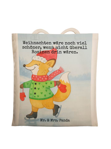 Mr. & Mrs. Panda Tote Bag Fuchs  Schlittschuhe Design mit Spruch in Weiß