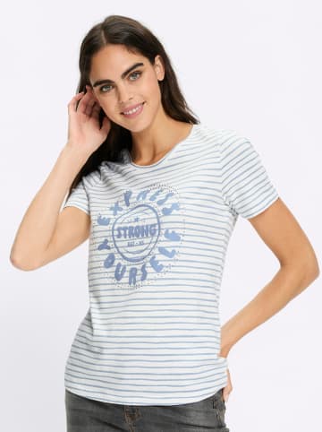 Heine Shirt in ecru-eisblau-geringelt