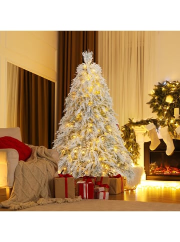 COSTWAY 180cm Künstlicher Weihnachtsbaum mit LED in Weiß