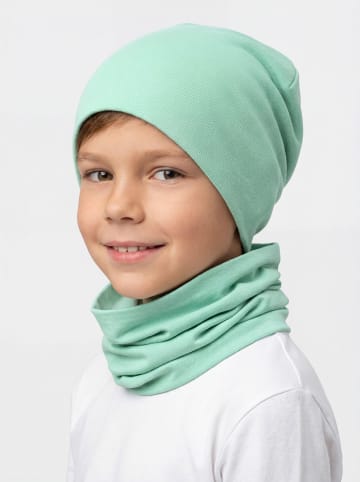 TupTam Unisex Kinder Beanie Mütze Schlauchschal Set in grün