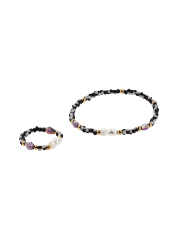 usha FESTIVAL Women Jewelry Set With Bracelet And Ring in Black White