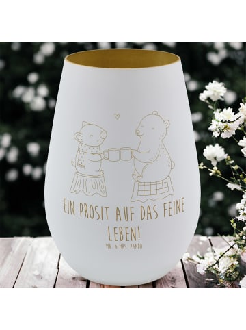 Mr. & Mrs. Panda Glas Windlicht Glühschwein Sause mit Spruch in Weiß