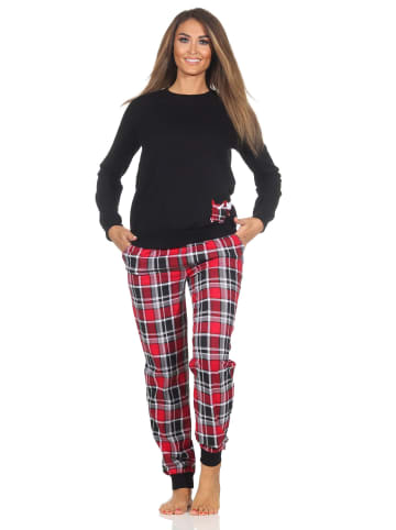 NORMANN Schlafanzug Pyjama langarm Bündchen Tiermotiv - 87116 in schwarz