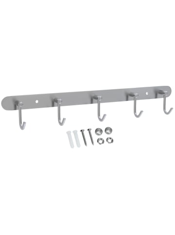 Intirilife Garderobenleiste - Kleiderhaken Garderobe in Silber - Modell C (5 Haken)