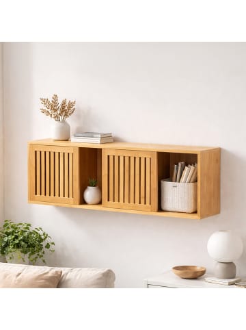 relaxdays Wandregal in Natur - (B)92,5 x (H)33 x (T)20 cm