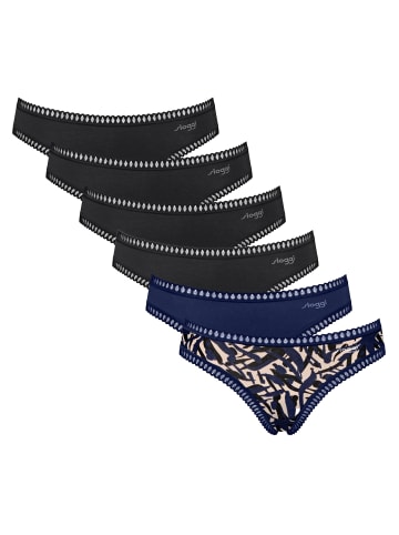 Sloggi Slip 6er Pack in Schwarz/Blau