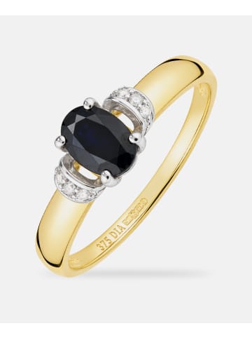 Diamant L'éternel Ring, mit Saphir, 375 Gelbgold