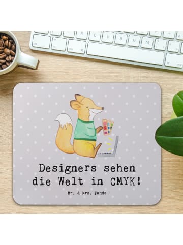 Mr. & Mrs. Panda Maus Pad CMYK Designer mit Spruch in Grau Pastell
