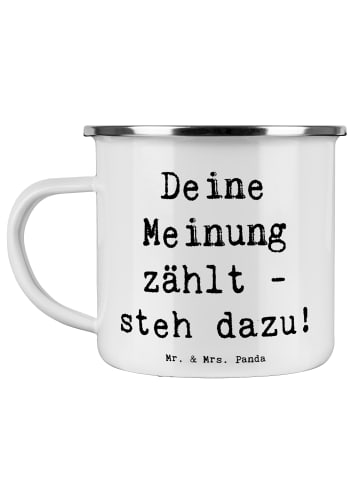 Mr. & Mrs. Panda Kaffeepott Spruch Mutig zu Meinungen mit Spruch in Weiß