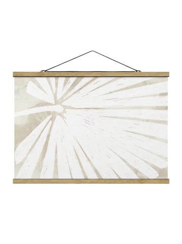 WALLART Stoffbild - Palmenblatt Silhouette auf Leinen in Creme-Beige