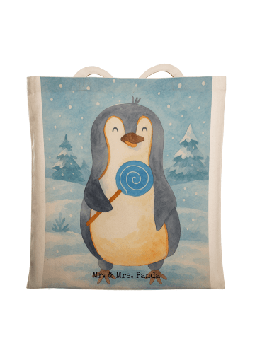 Mr. & Mrs. Panda Shopping Tasche Pinguin Lolli Design ohne Spruch in Weiß