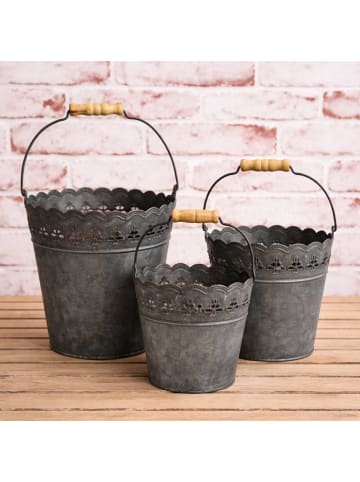 AltoBelli Eimer Set FELINI Zink mit Holzgriff 3er Set