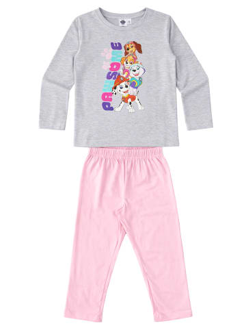 Paw Patrol Paw Patrol Schlafanzug PAWSOME Pyjama Set Langarm Oberteil mit Hose in grau/rosa