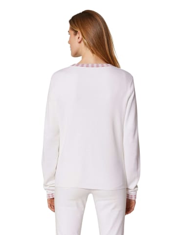 MADELEINE Strickjacke mit Vichy-Karo-Akzenten in wollweiß / hellmagnolie