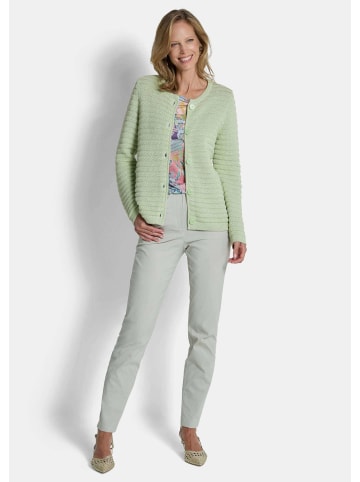 GOLDNER Kurzgröße:  Ajourjacke in Querrippen-Optik in salbei
