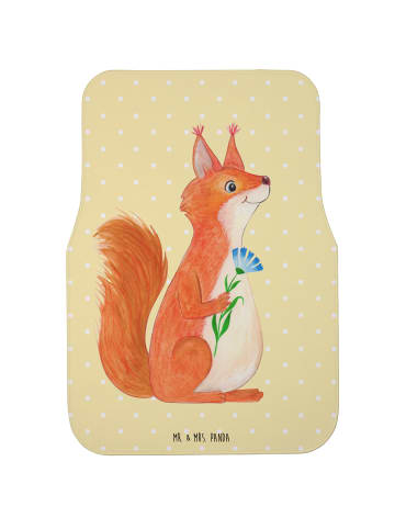 Mr. & Mrs. Panda Fußmatte Auto Eichhörnchen Blume ohne Spruch in Gelb Pastell