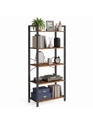 VASAGLE Aufbewahrungsregal Barnet in Vintagebraun-Schwarz - (B)66 x (H)153 x (T)30 cm