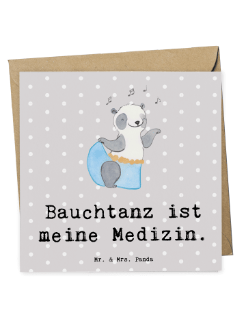 Mr. & Mrs. Panda Deluxe Karte Panda Bauchtanz mit Spruch in Grau Pastell