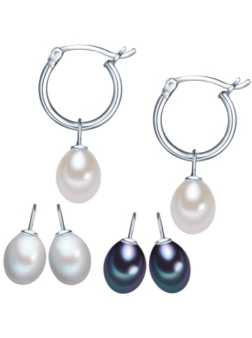 Valero Pearls Perlen-Creolen Sterling Silber Süßwasser-Zuchtperle in silber