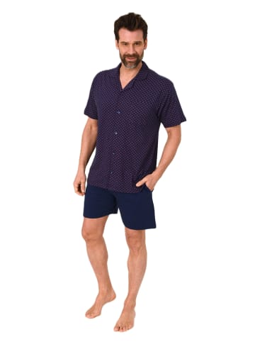 NORMANN Kurzarm Schlafanzug Shorty Pyjama durchknöpfbar in rot