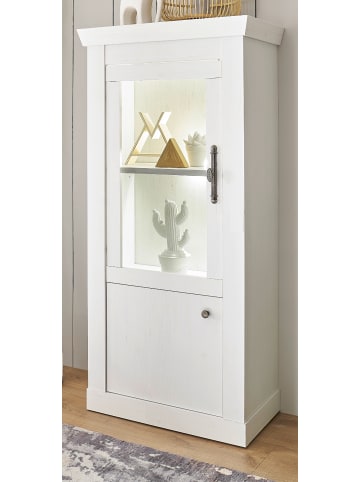 Furn.Design Vitrine weiß Pinie Landhaus, Vitrinenschrank 70 x 146 cm, Soft-Close-Funktion