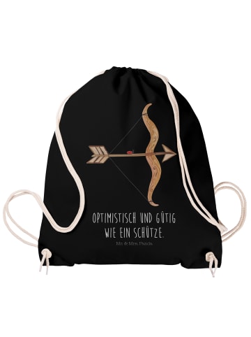 Mr. & Mrs. Panda Jutebeutel Sternzeichen Schütze mit Spruch in Schwarz
