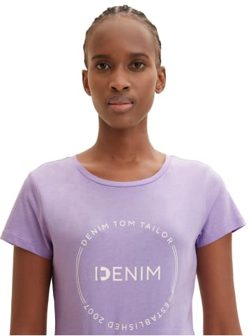 TOM TAILOR Denim T-Shirt ROUND LOGO in Lila