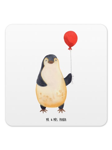 Mr. & Mrs. Panda Untersetzer Pinguin Luftballon ohne Spruch in Weiß