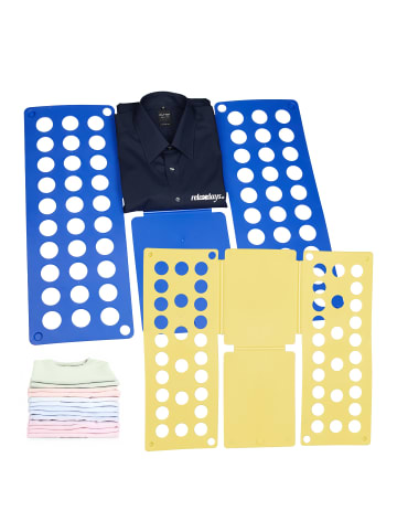 relaxdays 2er Set Faltbrett in Blau/Gelb