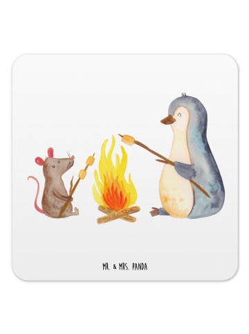 Mr. & Mrs. Panda Untersetzer Set Pinguin Lagerfeuer ohne Spruch in Weiß