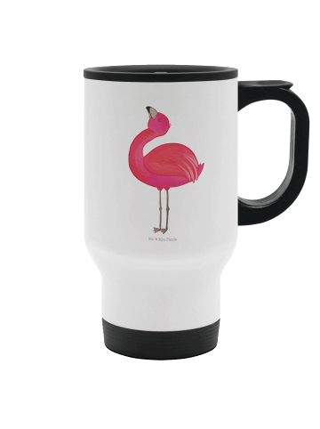Mr. & Mrs. Panda To Go Becher Flamingo Stolz ohne Spruch in Weiß