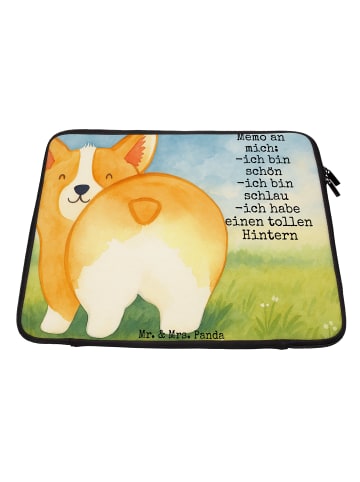 Mr. & Mrs. Panda Laptop Hülle Corgi Po Design mit Spruch in Weiß