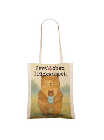 Mr. & Mrs. Panda Schultertasche Bär Baby Design mit Spruch in Weiß