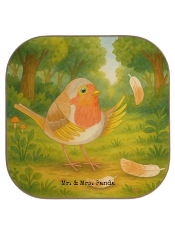 Mr. & Mrs. Panda Tassenuntersetzer Rotkehlchen Federn Design ohn... in Weiß