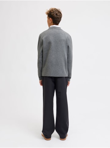 JACK & JONES Junior Gestricktes Polo in Medium Grey Melange