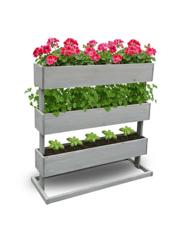 Coemo Kleines Vertikalbeet Hochbeet 3 Etagen inkl. Pflanzfolie in Grau