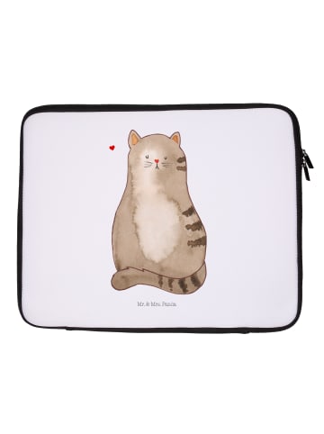 Mr. & Mrs. Panda Notebook Tasche Katze Sitzen ohne Spruch in Weiß