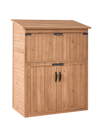 Beliani Gerätehaus mit Holzunterstand TOFFIA in Braun - (W) 127 x (H) 160 x (L) 66 cm