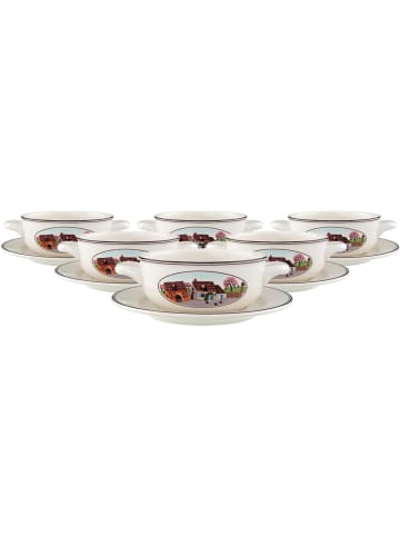 Villeroy & Boch 6er Set Suppentassen mit Untertassen Design Naif 450 ml in bunt
